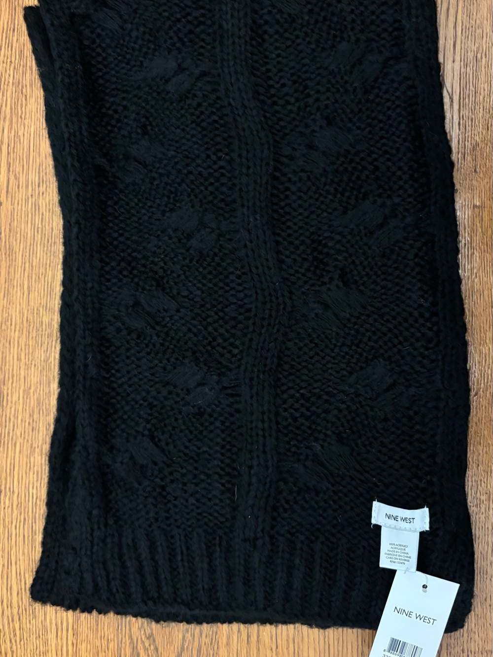 Nine West Black Cable Knit Scarf